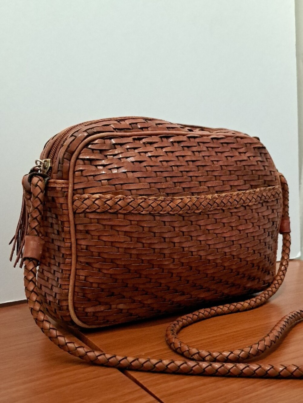 Talbots Woven Brown Leather Crossbody Bag - Women - Picture 2 of 16